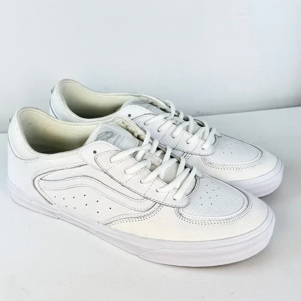 Men's 13 - VANS Skate Rowley Leather Shoes - White